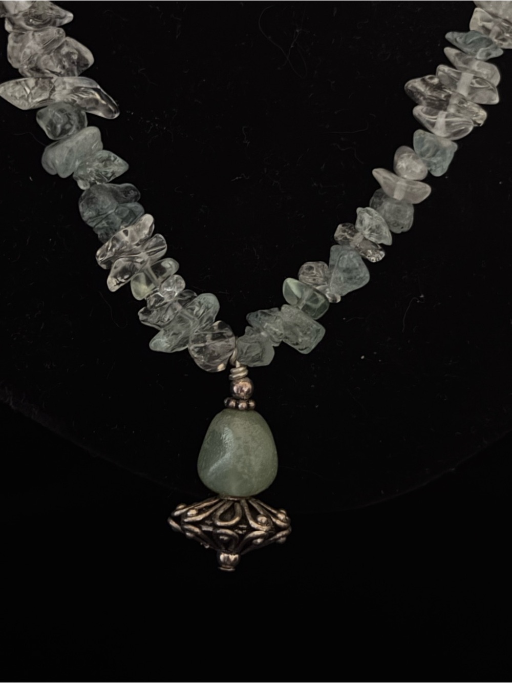 Icy Blue & Clear Chip Necklace with Pendant - Picture 7 of 7
